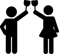 Man And Woman Cheers Outline Icon Svg Set, Free Vectors File